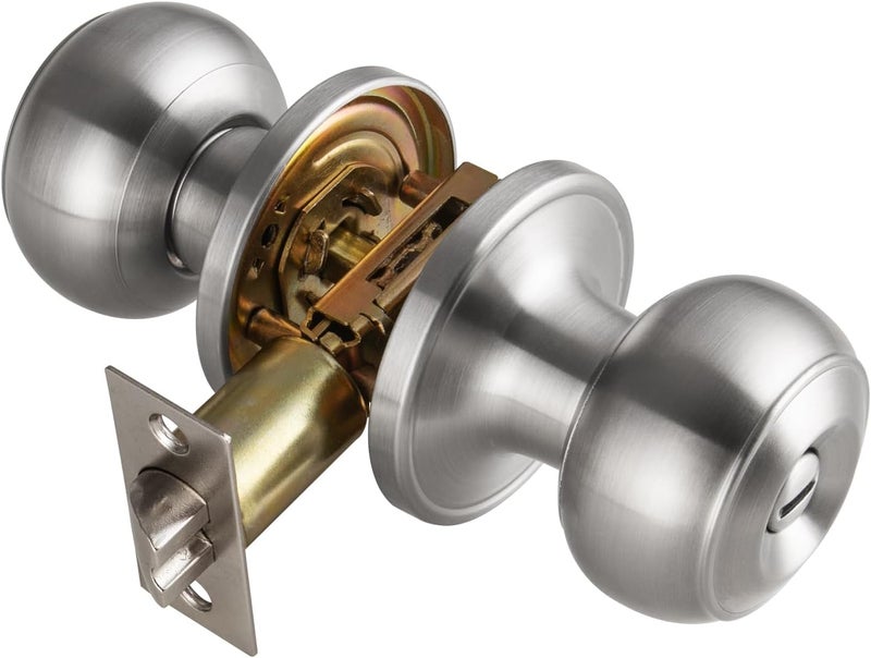NCSEN Brushed Nickel Door Knobs Interior,Bath & Bed Privacy Door Knob, Keyless Door Lock Round Doorknobs - Image 1